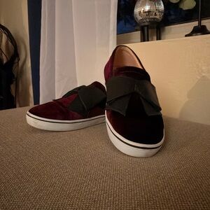 Kate Spade ♠️ Burgundy and Black Slip-On Shoes